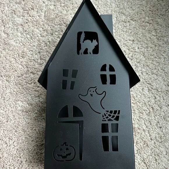 NWT Kirkland's Black Metal LED Haunted House Statue, 14 in. - Picture 1 of 5